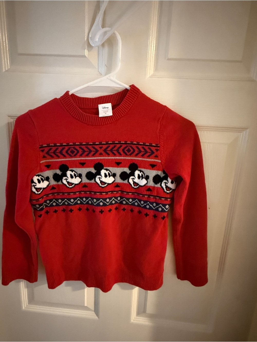 Disney Red Mickey Mouse Fair Isle Crewneck Sweater
